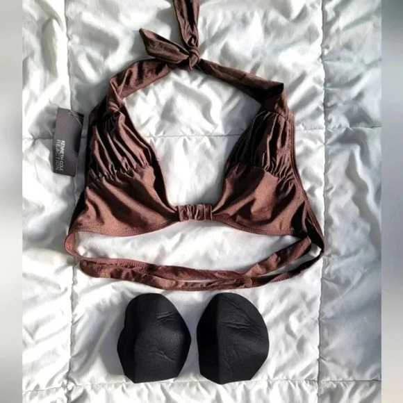 Kenneth Cole Reaction Brown Triangle Bikini Top with Removable Pads Size M - Picture 5 of 6